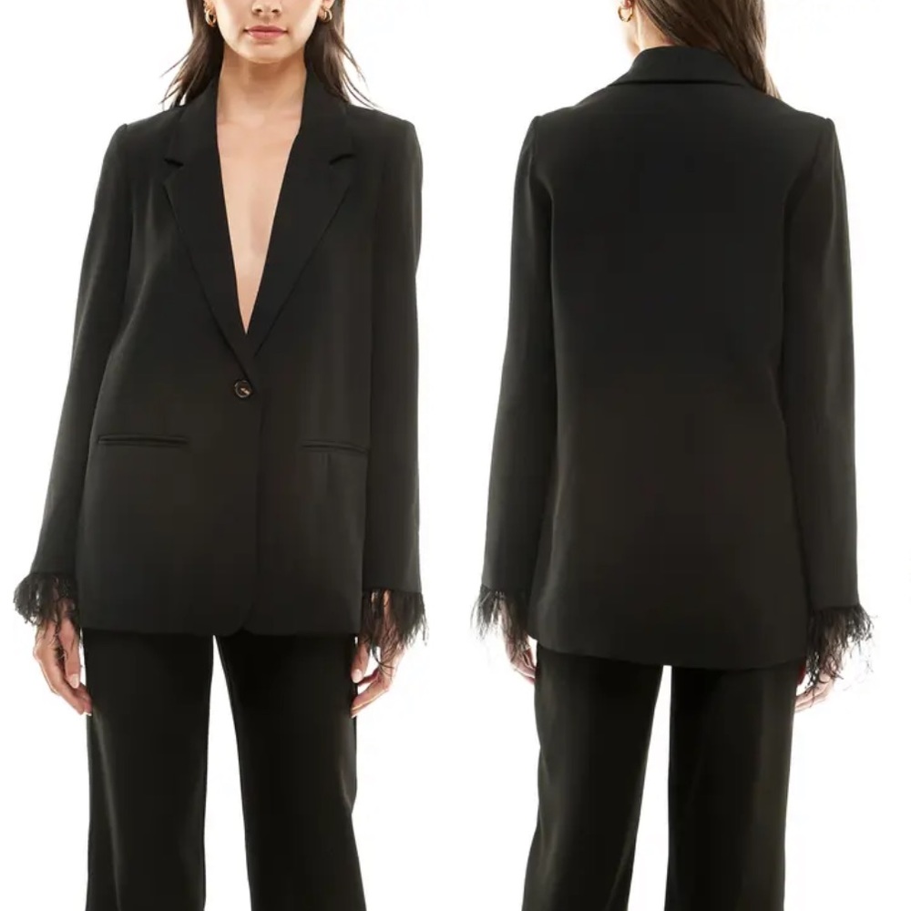 Wayf x Jourdan Sloane Nits Feather Cuff Blazer Black